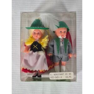 Vintage HE Wilhelm German Trachten Dolls Bayern West Germany Ornaments Pair
